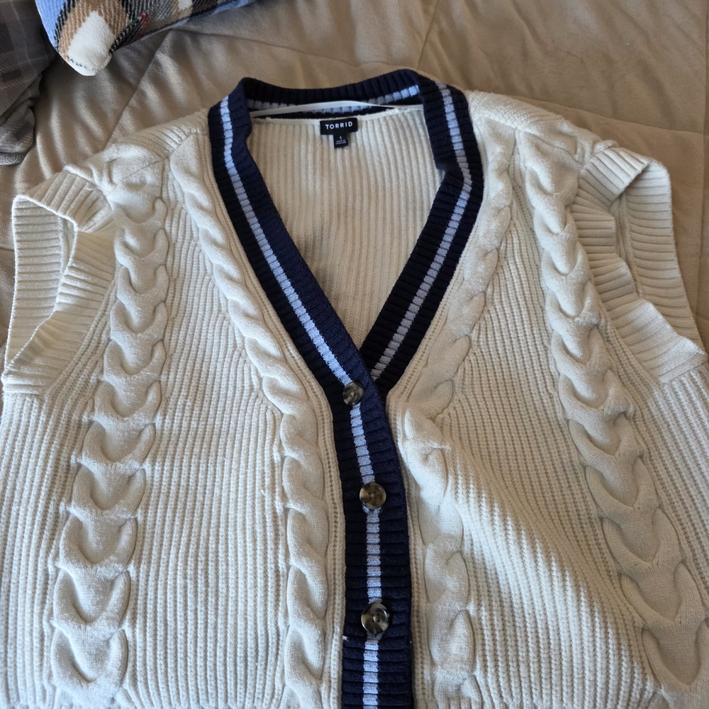 TORRID White Cable Knit Sweater